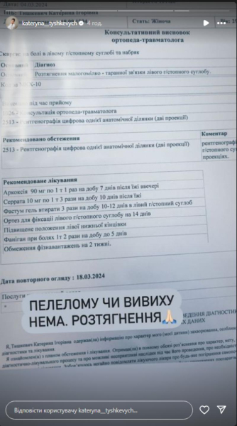 Катерина Тишкевич знову опинилась у лікарні: акторка повідомила про травму