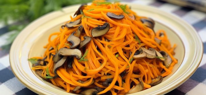 Морква по-корейськи з печерицями