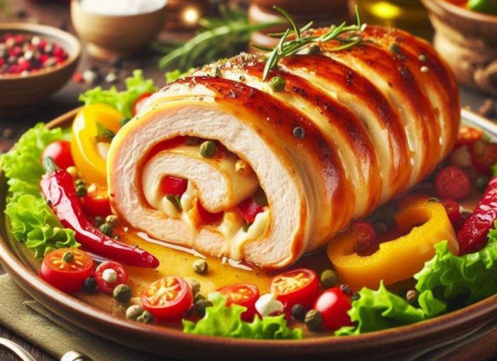 Апетитні курячі рулетики з начинкою