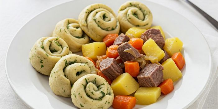 Нудлі з картоплею і м'ясом